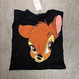 Zara Black Bambi Graphic T-Shirt